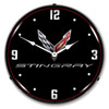 Black C8 Corvette Stingray Emblem LED Backlit Clock