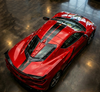 C8 Corvette Color Match Split Window Trim - on Red Vette