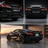 C8 Corvette Closed Black (Louver) License Plate Frame - on Black Vette (collage)