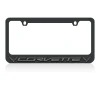 C7 Corvette Black License Plate Frame - Dark Logo/Script
