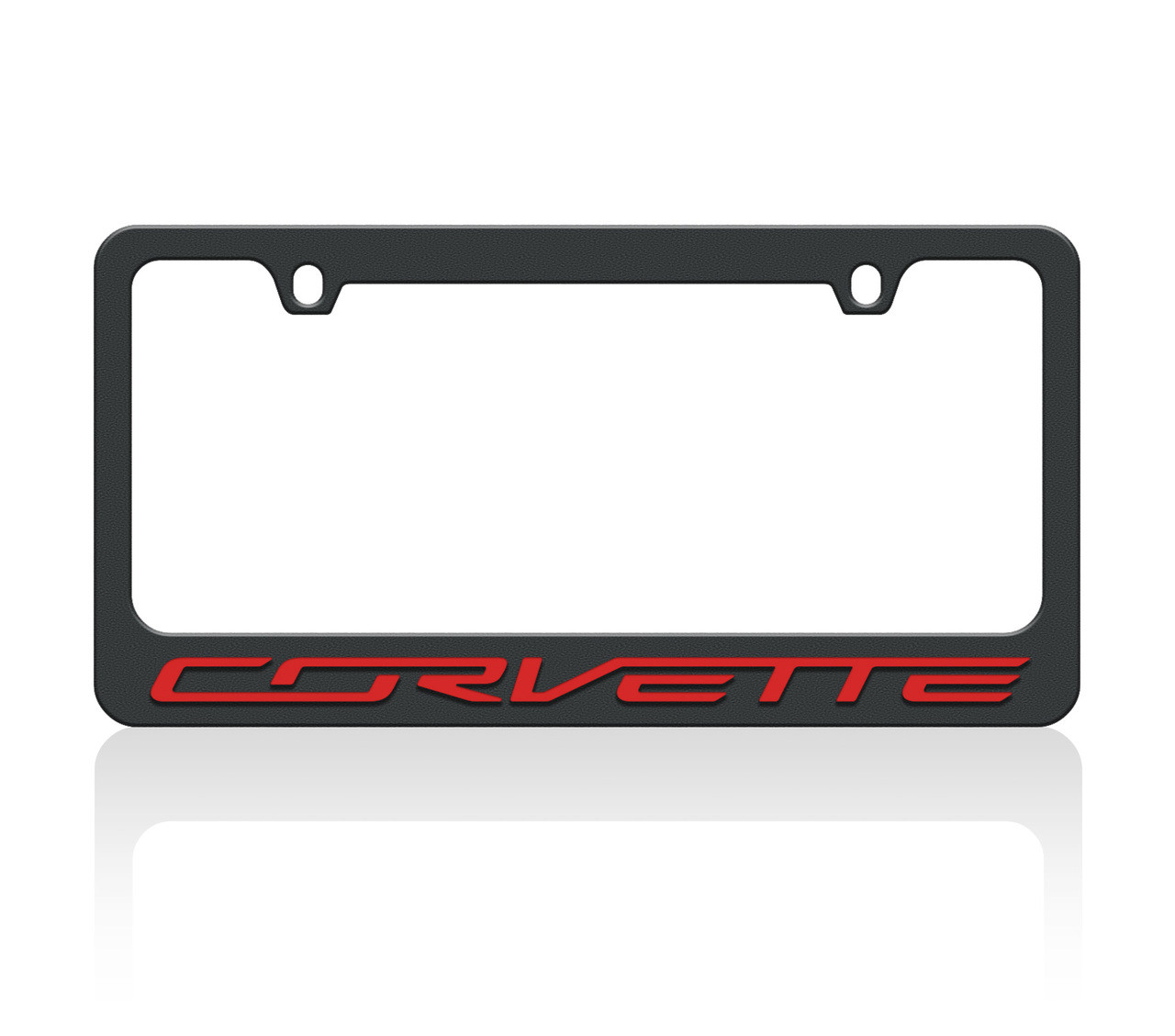 C7 Corvette Black License Plate Frame | Red Letters | Corvette Depot