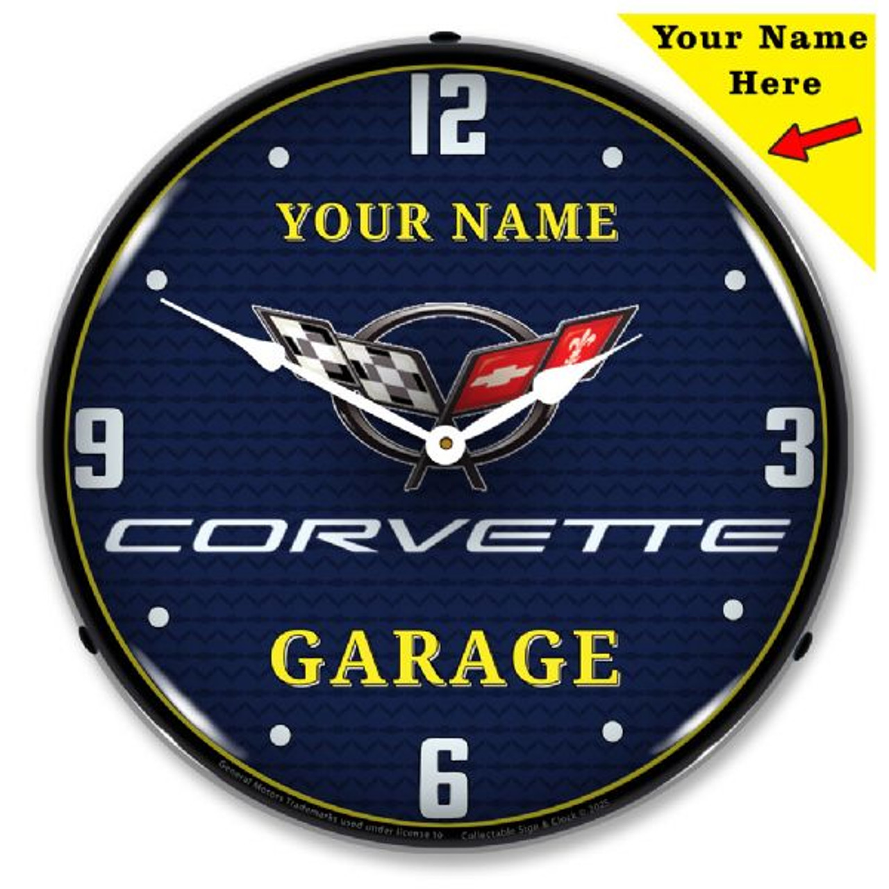 Add Your Name C5 Corvette LED Backlit Clock Add Your Name C5 Corvette LED Backlit Clock