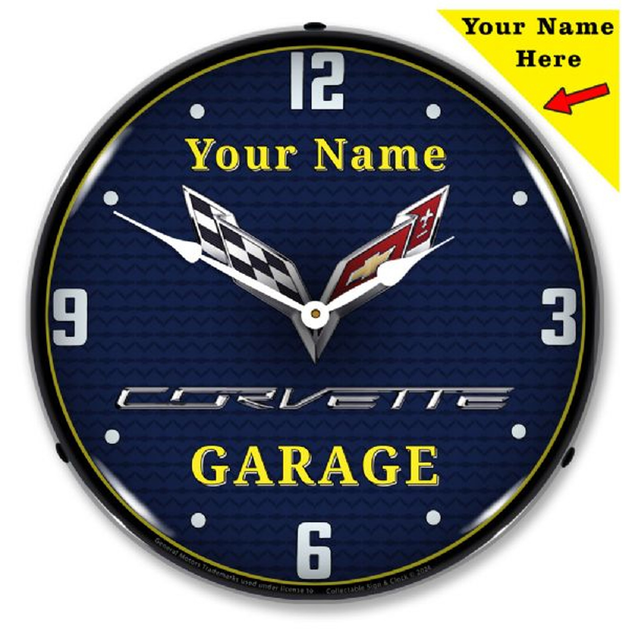 Add Your Name C7 Corvette LED Backlit Clock Add Your Name C7 Corvette LED Backlit Clock