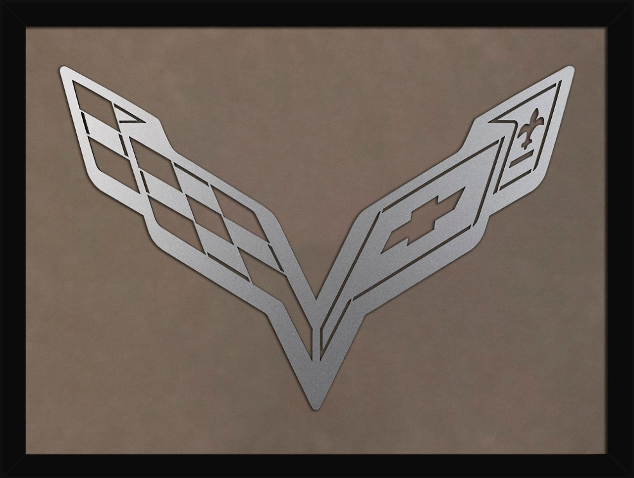 C7 Corvette Framed Laser Cut Emblem - Light Gray