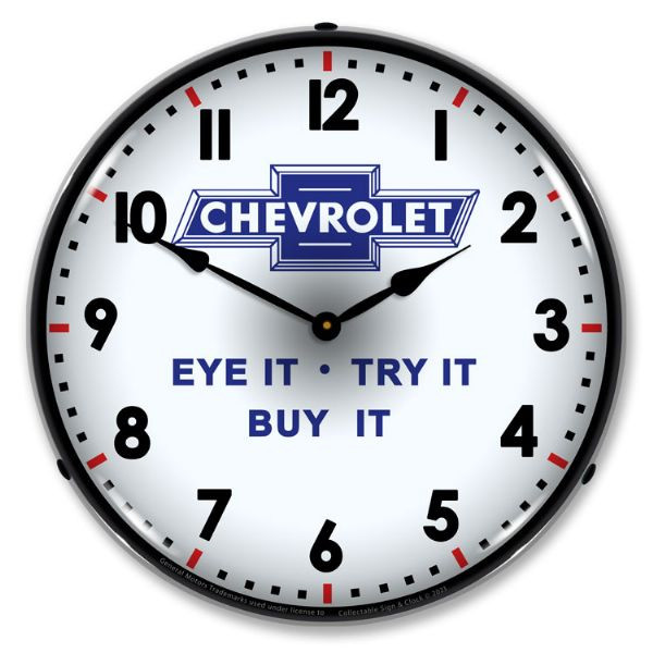 Chevrolet Eye It Try It Buy It Backlit LED Clock - Thumbnail 3