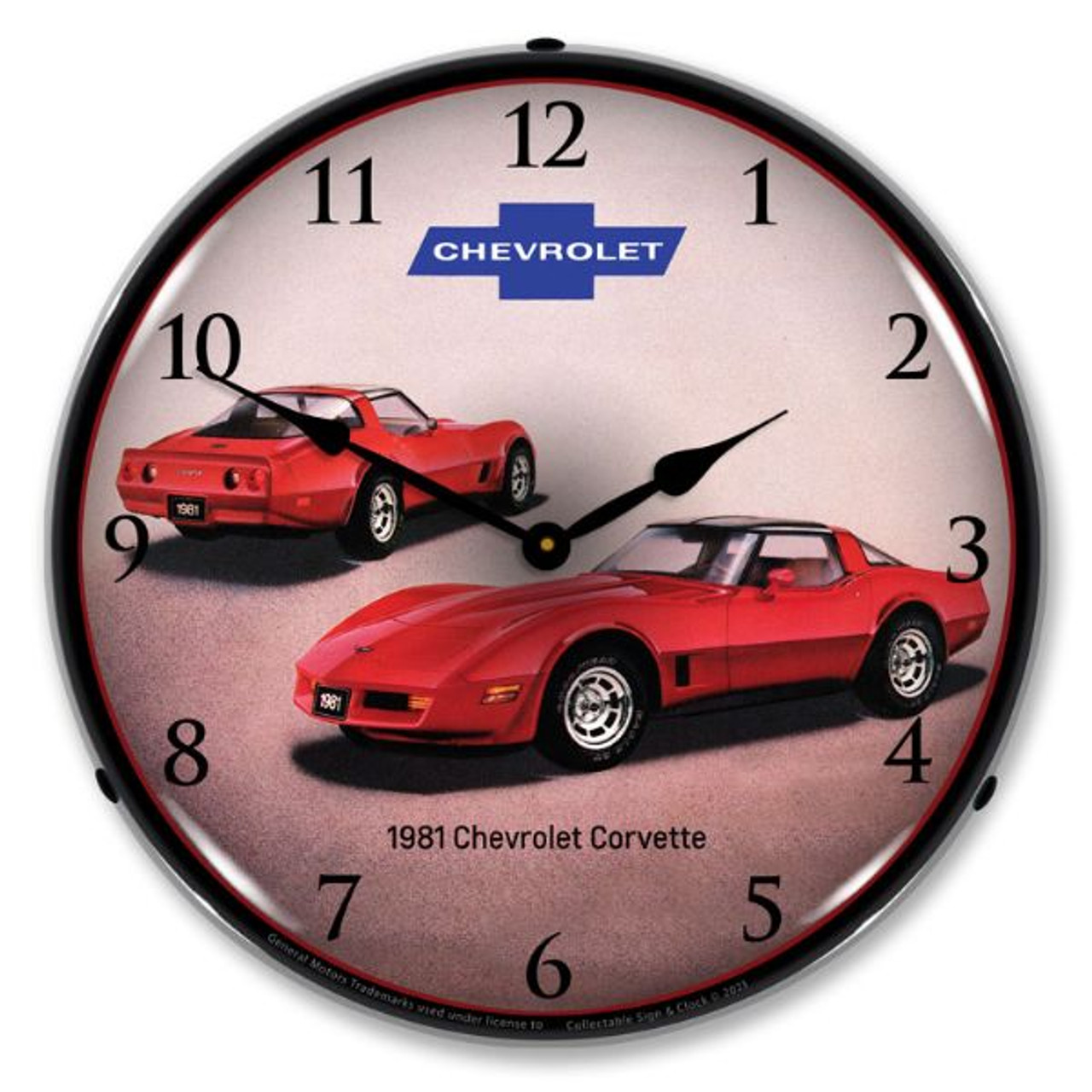 1981 Red Corvette LED Backlit Clock