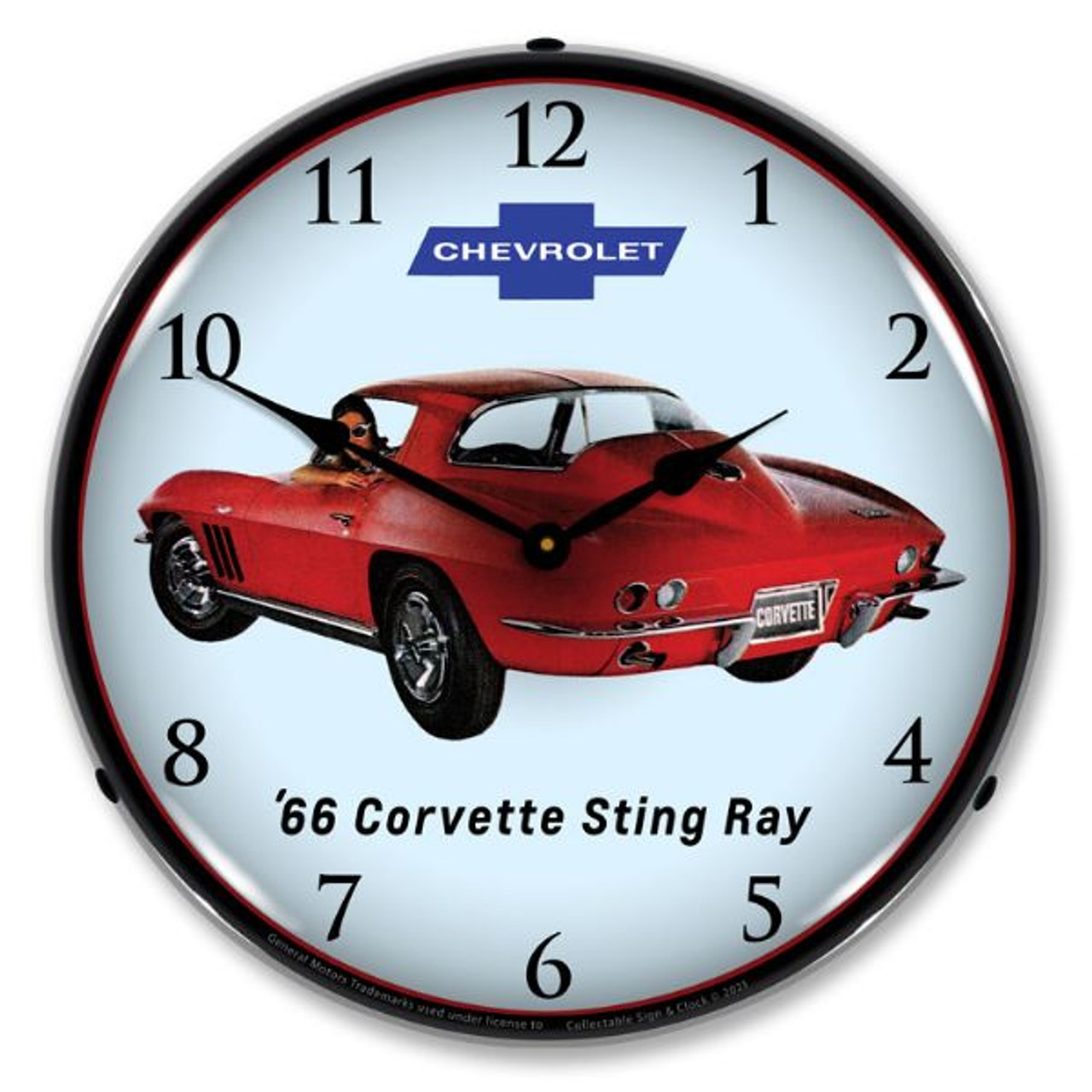 1966 Red Corvette Sting Ray LED Backlit Clock