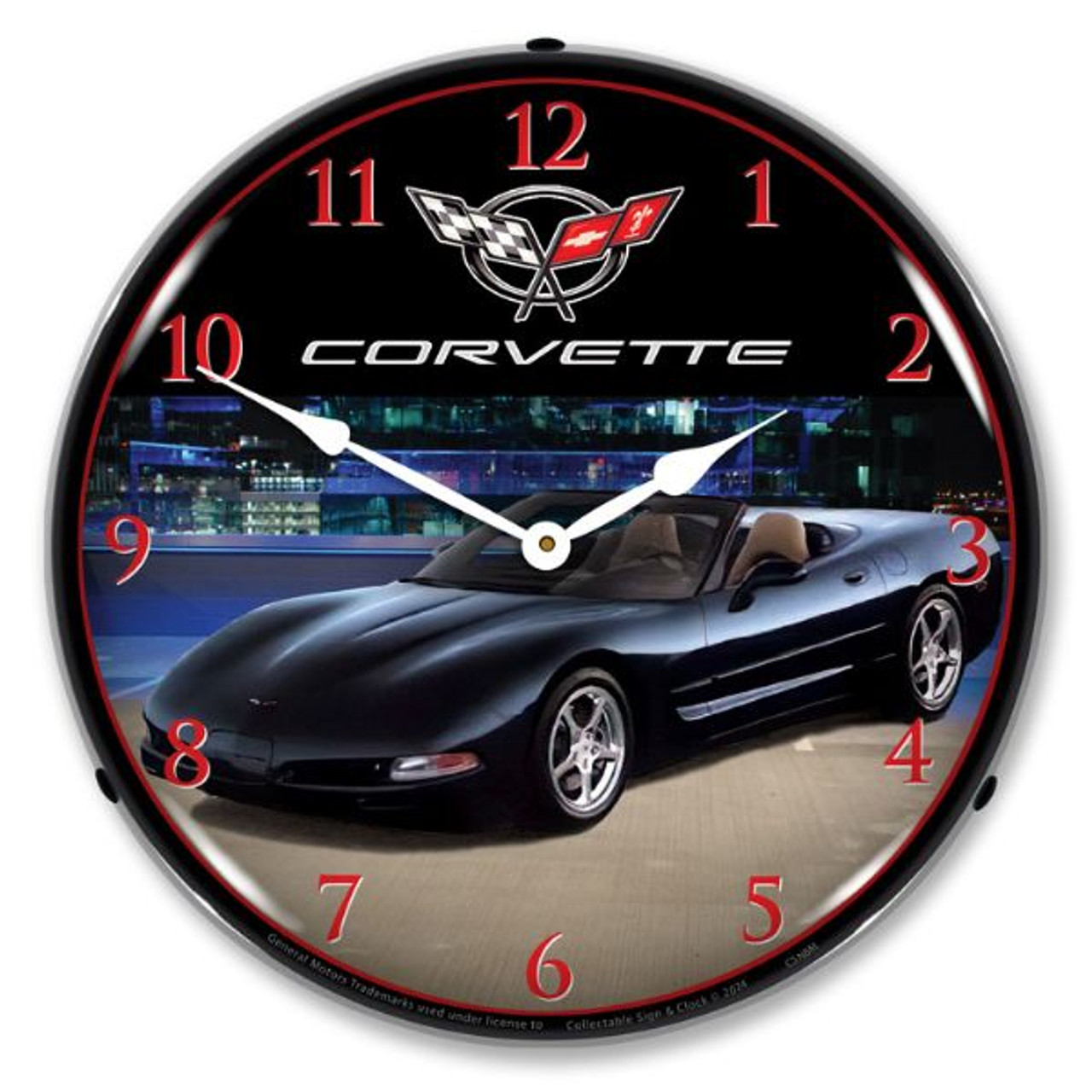 C5 Corvette Navy Blue LED Backlit Clock