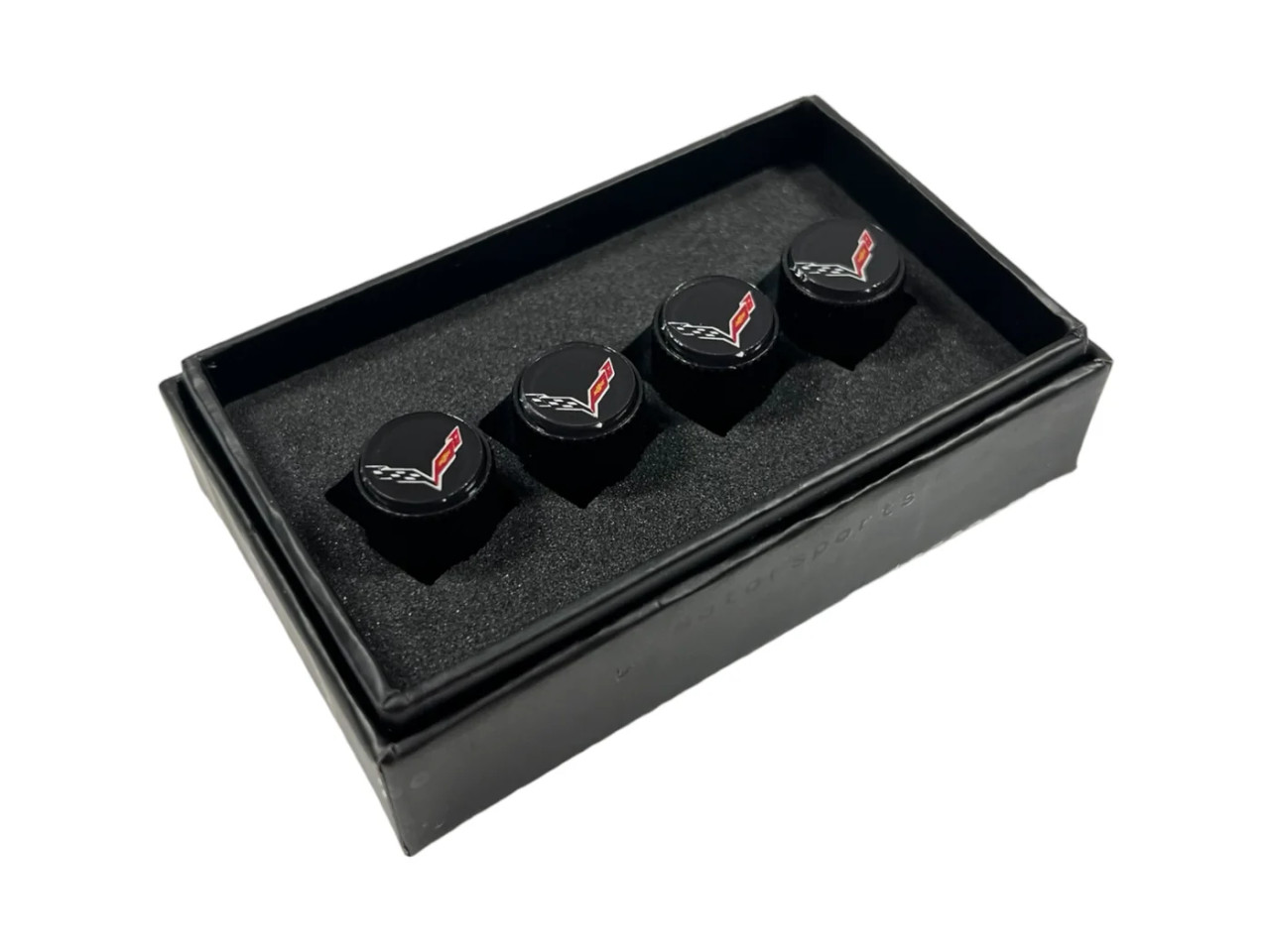 C7 Corvette Black Metal Valve Stem Caps - Knurled