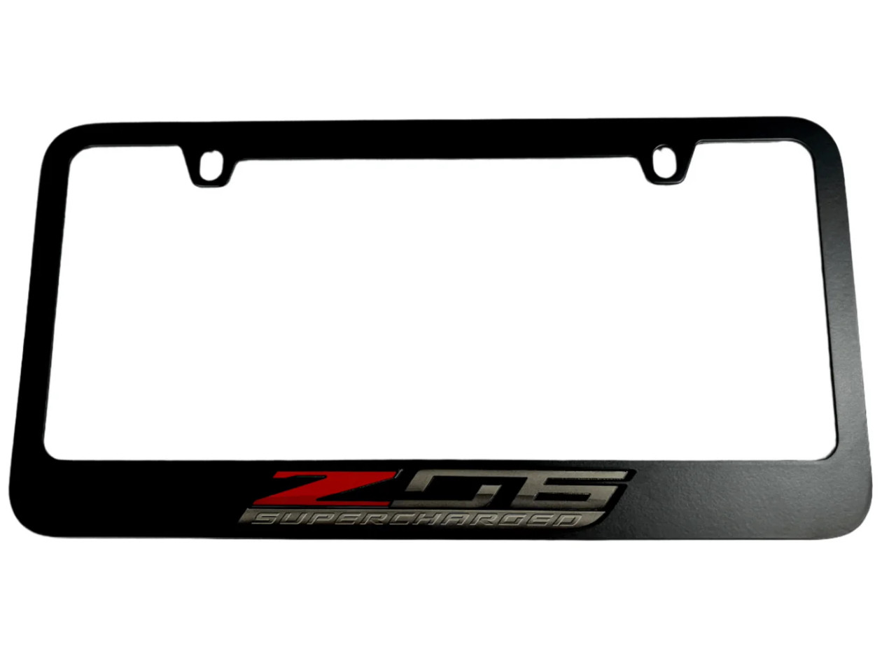 C7 Corvette Z06 Supercharged Black License Plate Frame | Corvette