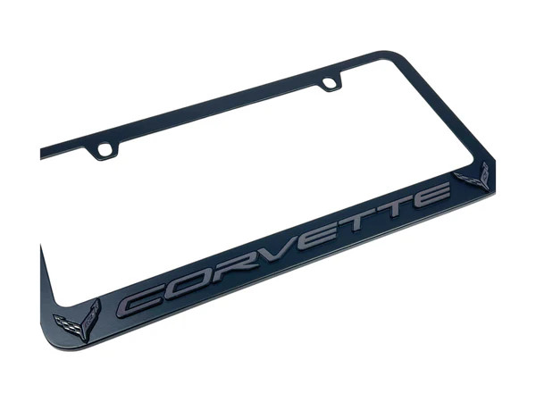 Glossy Black Aluminum Rear License Plate Frame Trim For Corvette C8 2020-2025 - Custom Fit