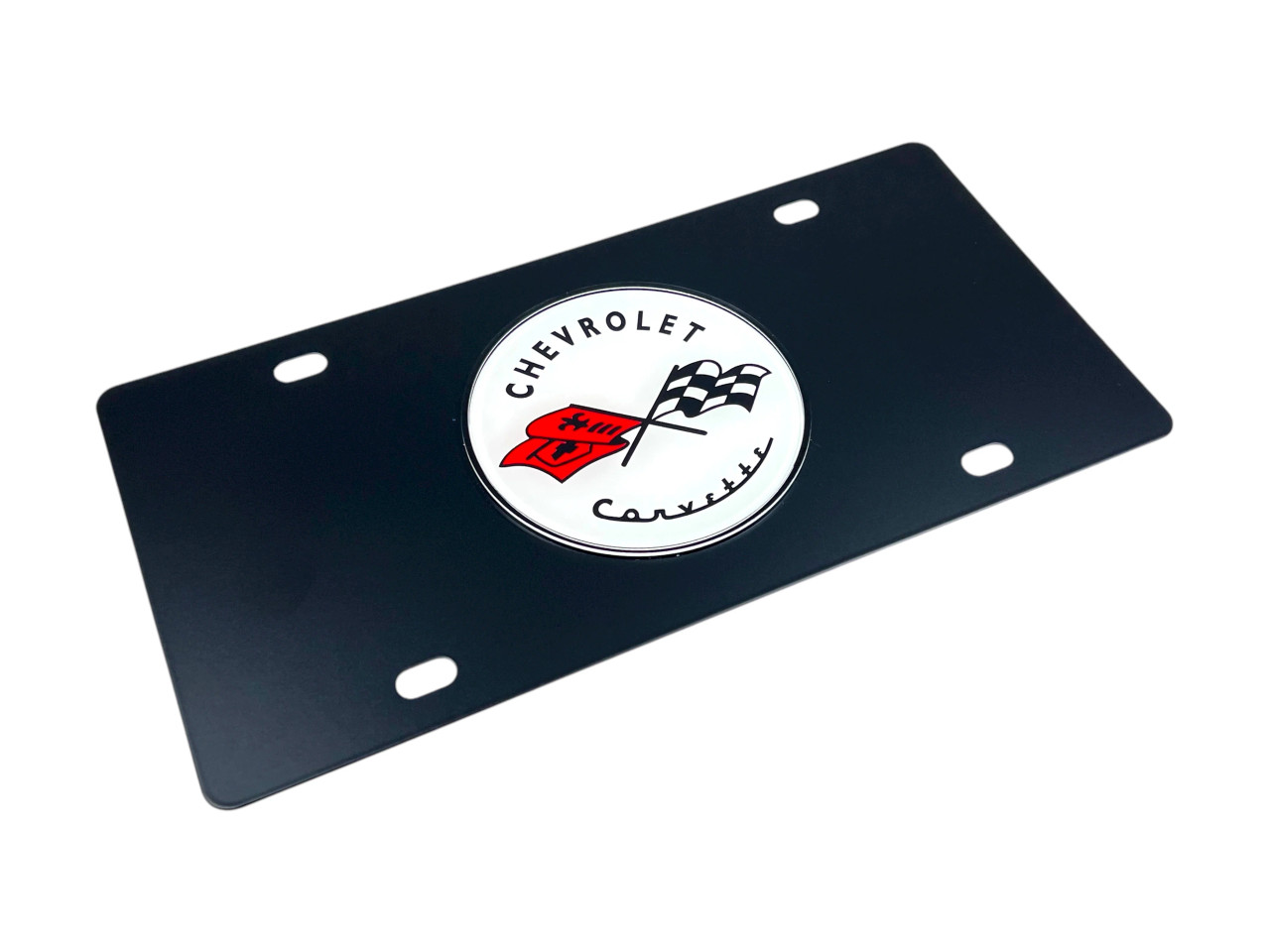 C1 Corvette Carbon Stainless Steel License Plate (angled)