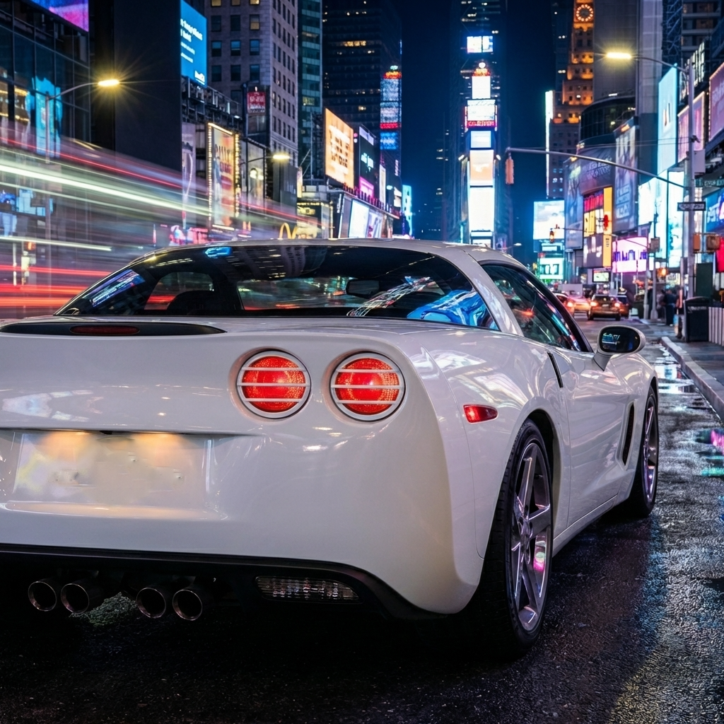 C6 Corvette Color Match Rear Tail Light Grills - on White Vette