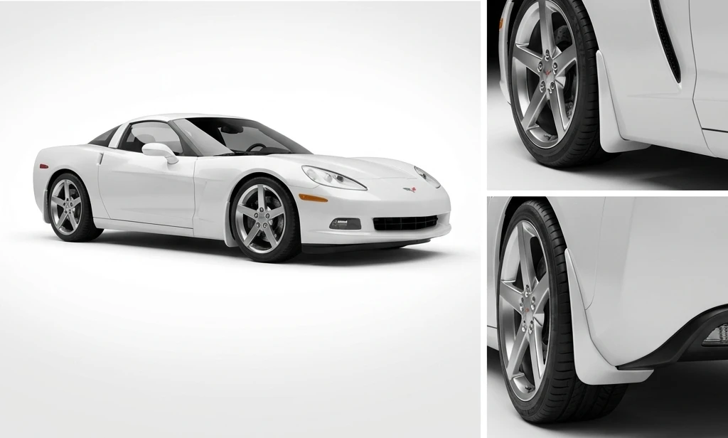 C6 Corvette Color Match Splash Guards - on White Vette