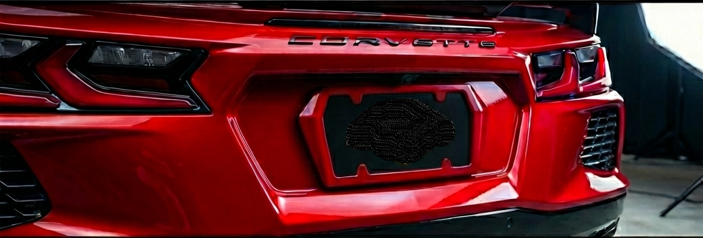 C8 Corvette Color Match Boomerang License Plate Frame - Red Frame on Red Vette