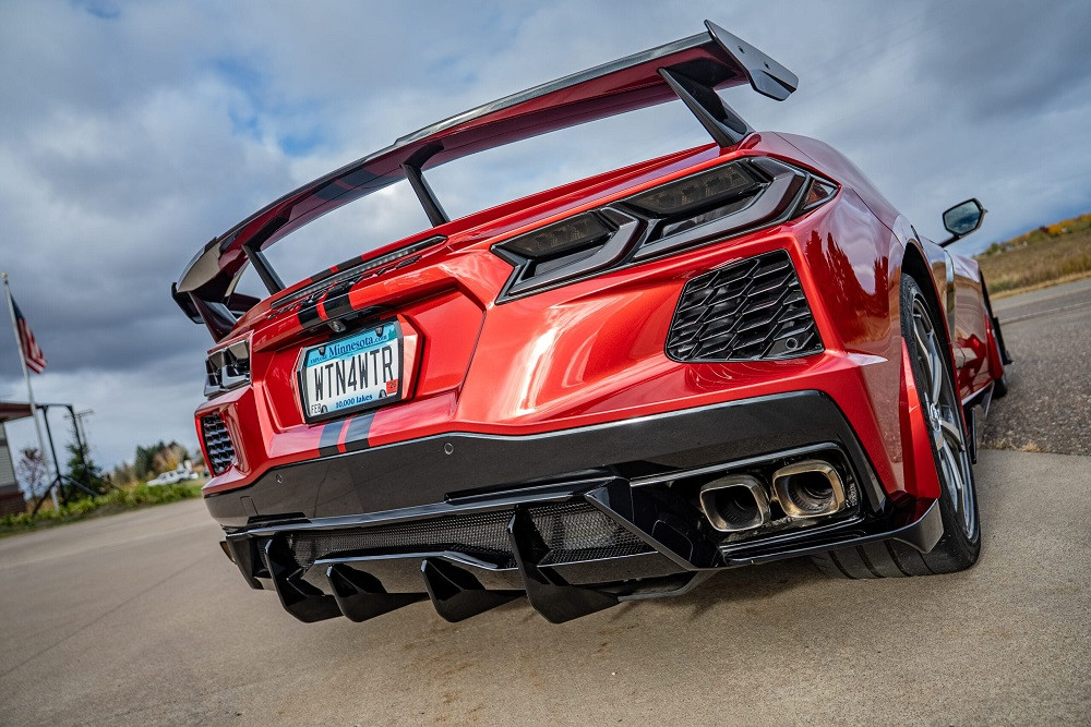 C8 Corvette Rear Corner Diffusers - Carbon Flash (zoom rear view)