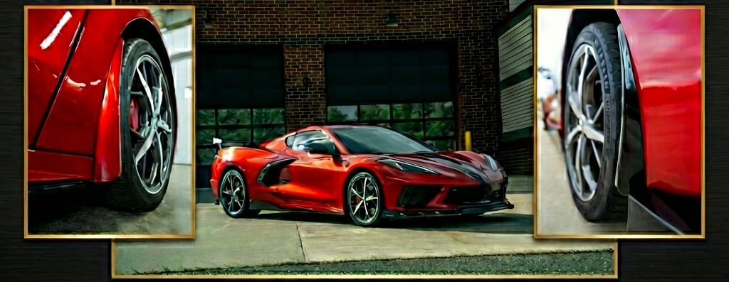 C8 Corvette Color Match Splash Guard - Collage on Red Vette