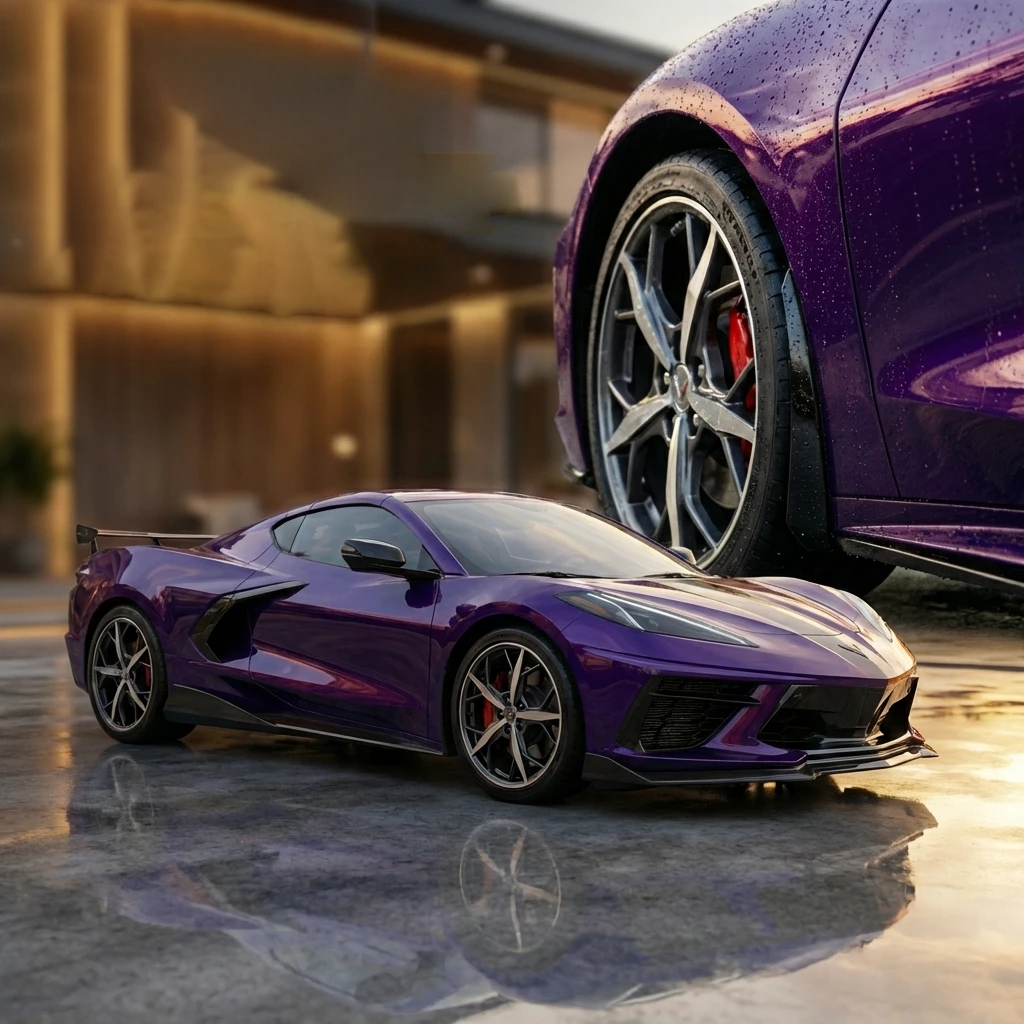 C8 Corvette Color Match Splash Guard - on Purple Vette