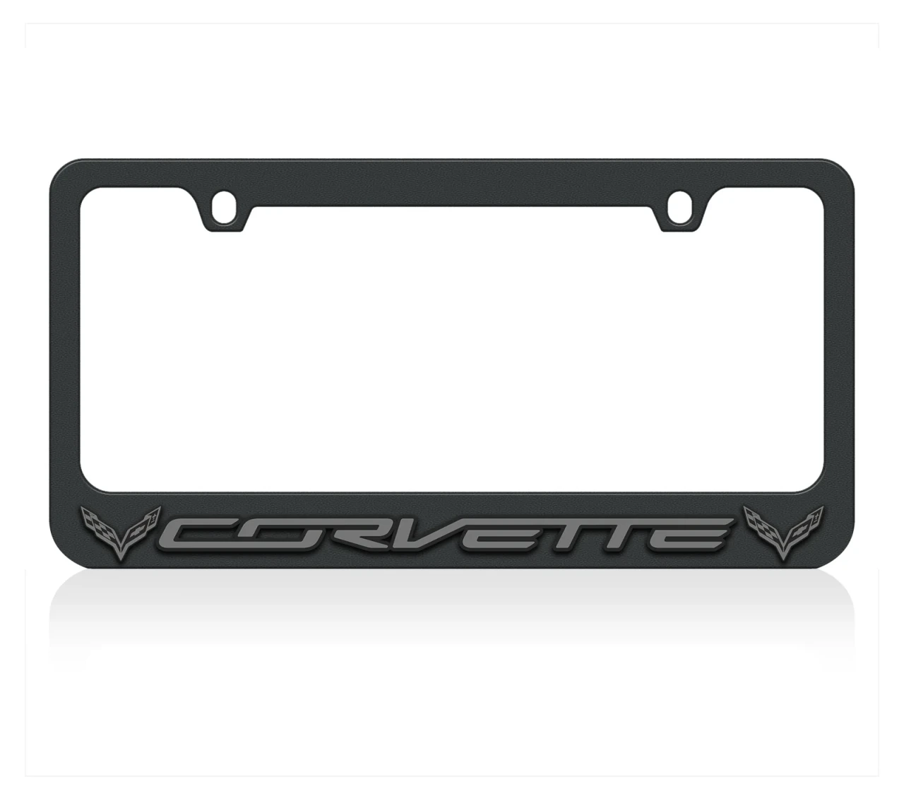 C7 Corvette Black License Plate Frame - Dark Logo/Script