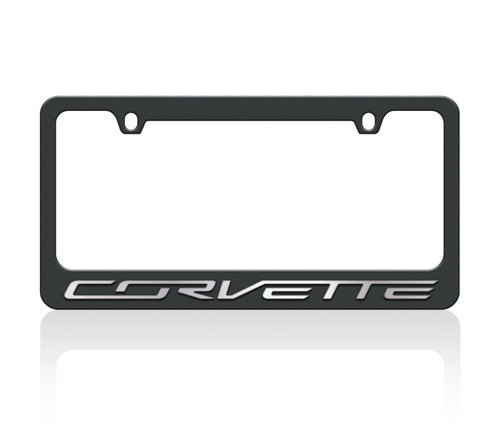 C7 Corvette Black License Plate Frame | Red Letters | Corvette Depot
