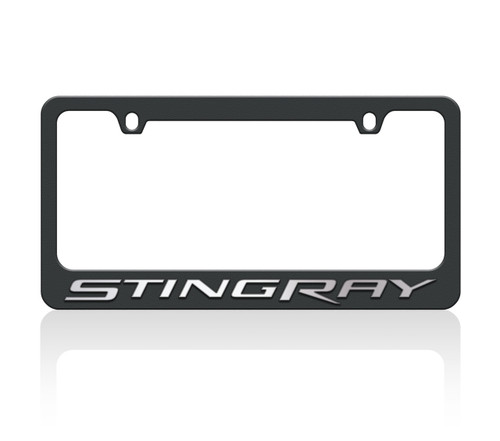 C7 Corvette Black License Plate Frame | Red Letters | Corvette Depot