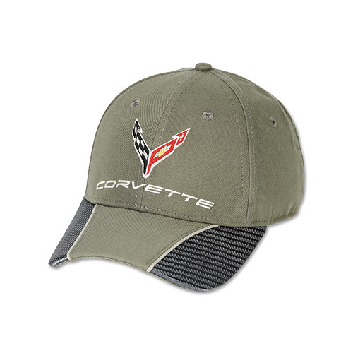 C8 Corvette Olive Green Hat with Carbon Accent Bill