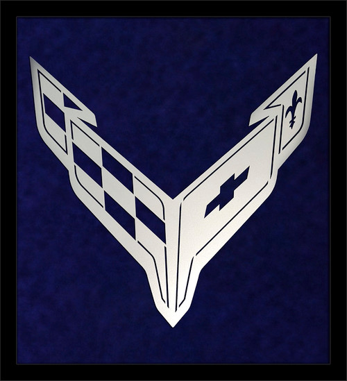 C8 Corvette Framed Laser Cut Emblem - Blue