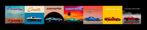 Corvette Through the Decades Framed Printed Canvas Picture