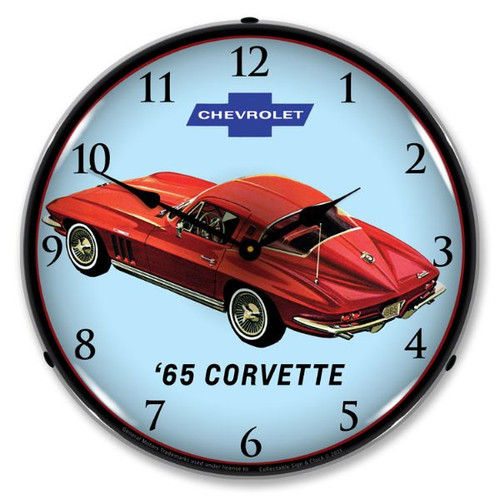 1965 Red Corvette Sting Ray LED Backlit Clock