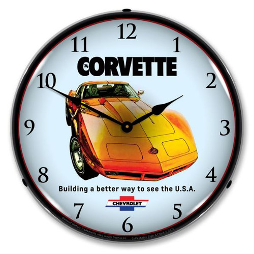 1974 Orange Corvette LED Backlit Clock