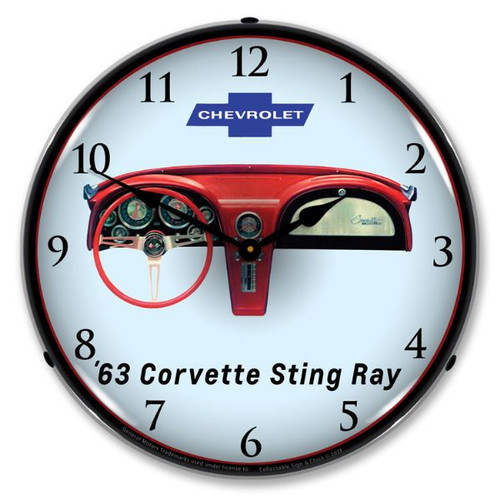 1963 Red Corvette Sting Ray Dash LED Backlit Clock