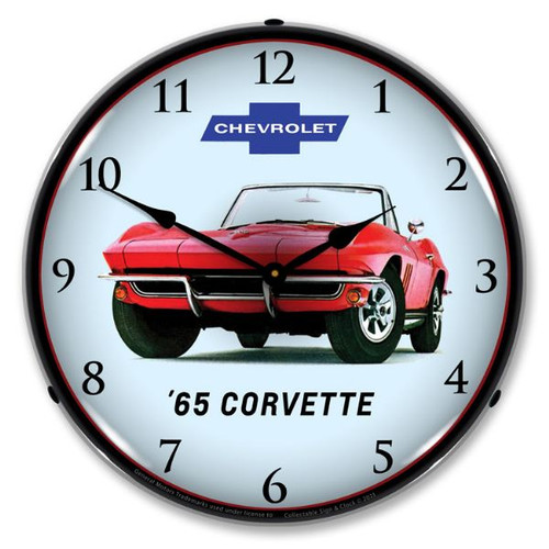 1965 Red Corvette Sting Ray Convertible LED Backlit Clock