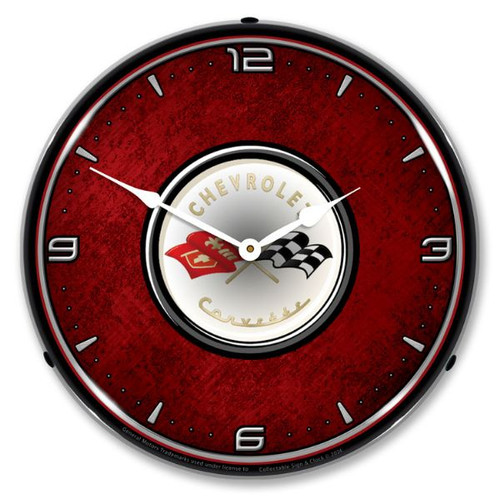 C1 Corvette Red LED Backlit Clock