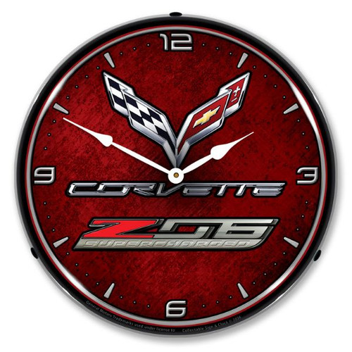 C7 Z06 Corvette Red LED Backlit Clock