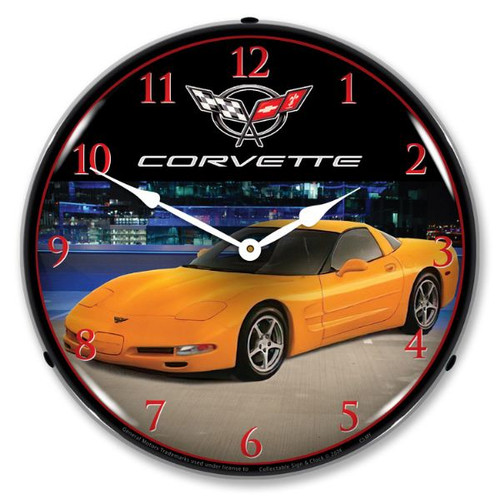 C5 Corvette Millennium Yellow LED Backlit Clock