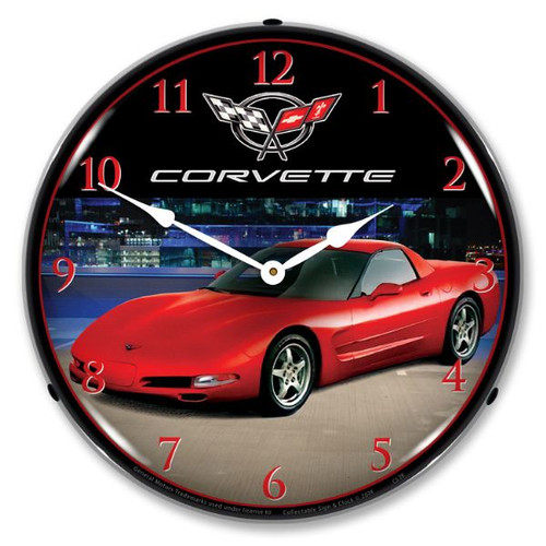 C5 Corvette Torch Red LED Backlit Clock