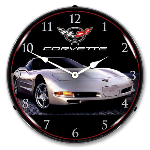C5 Silver Corvette LED Backlit Clock C5 Silver Corvette LED Backlit Clock