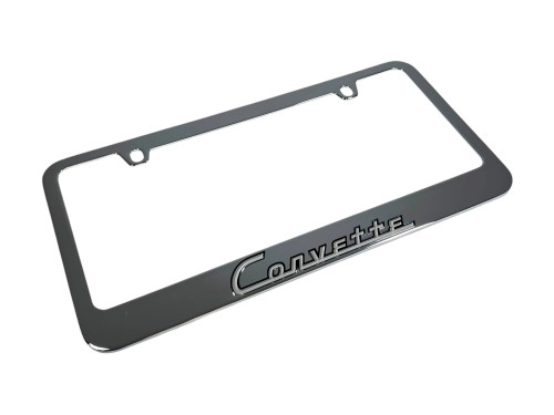 C1 Corvette Chrome License Plate Frame (angled zoom)
