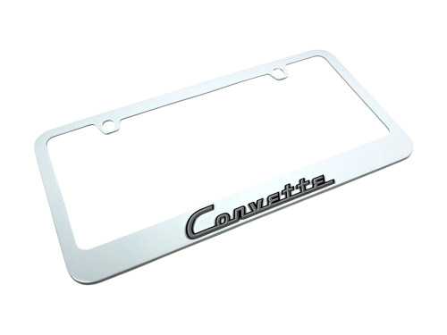 C1 Corvette White License Plate Frame (angled)