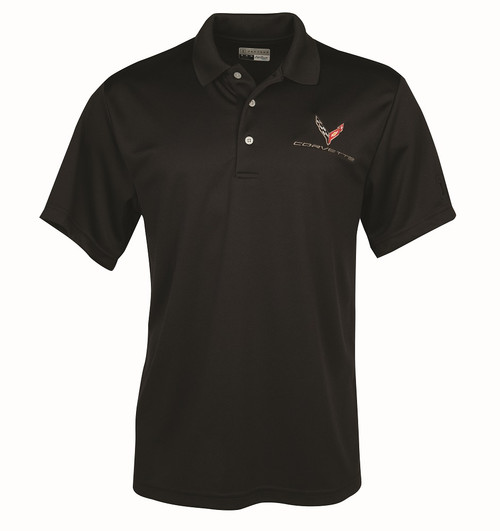 C8 Corvette PGA Airflux Performance Polo Shirt - black