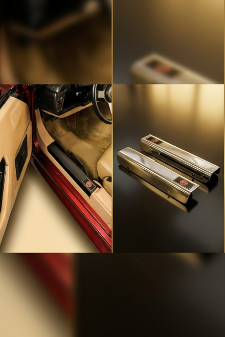 C4 Corvette Door Sill Covers - both black and chrome with Vette (alt)