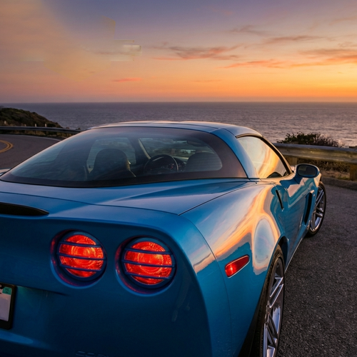 C6 Corvette Color Match Rear Tail Light Grills - on Blue Vette