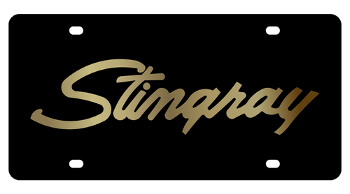 Corvette Stingray Black Acrylic License Plate - Gold
