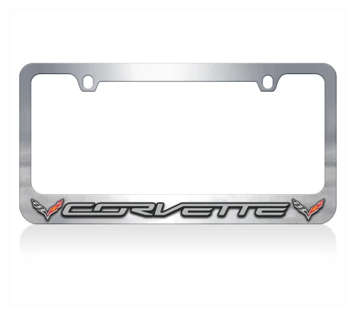 C7 Corvette Chrome License Plate Frame - Logo/Script