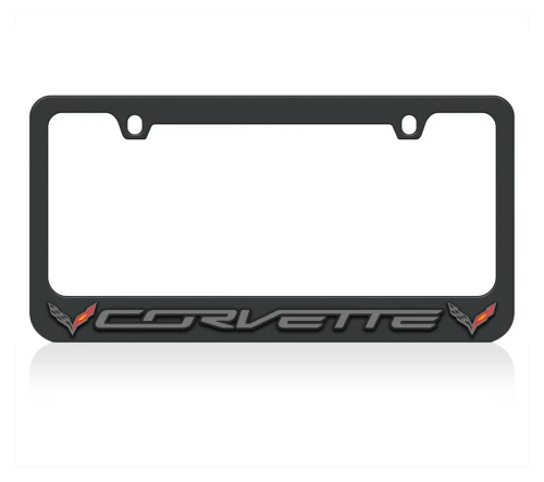 C7 Corvette Black License Plate Frame - Logo/Script