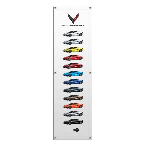 C8 Corvette Stingray Colors Vertical Garage Banner