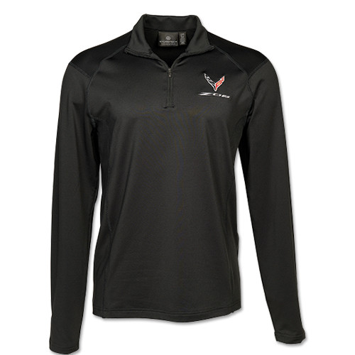 Men's C8 Corvette Z06 Black 1/4 Zip Pullover | Corvette Depot