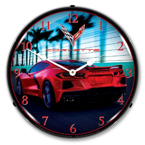 C7 Corvette in Red  Front View Clock main image 1