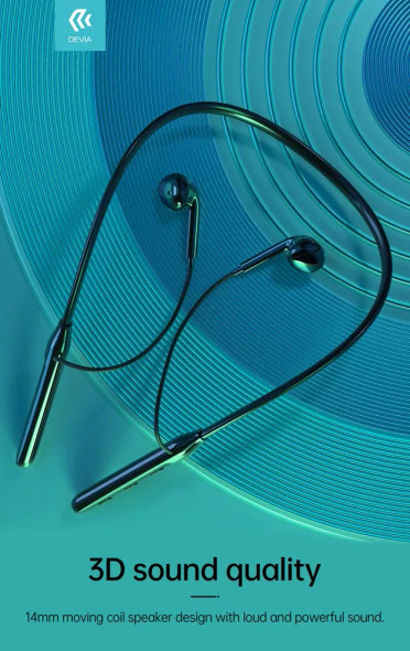 Devia - Bluetooth Magnetic HD Earphones Silicone Neckband - Black