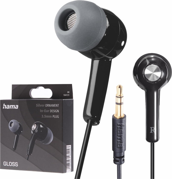 Hama (Gloss) In-Ear Headphones, 3.5mm Jack, No Mic, Black